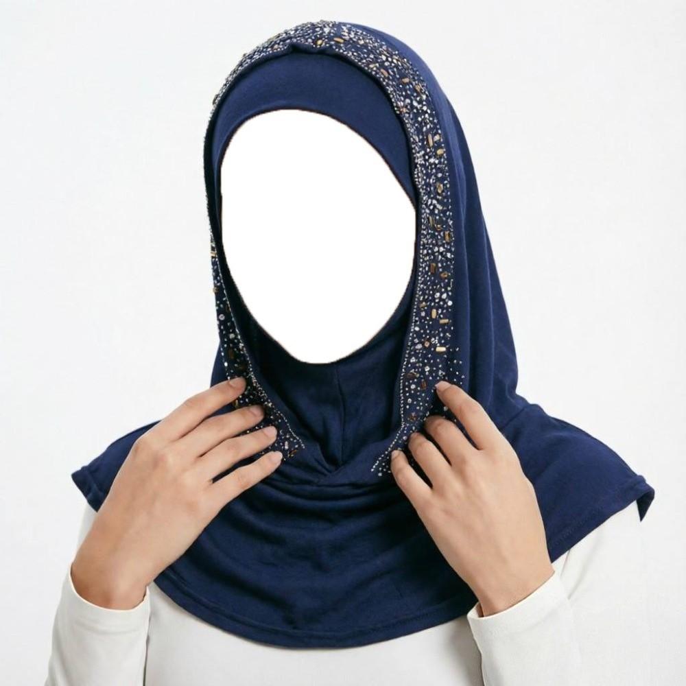 Soft Elastic Instant Hijab Cap Stretchable Head Wrap Hat Fashion Pull on Hijab Daily Wear
