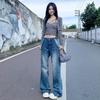 Early Autumn Retro Mid-Rise Flare Jeans with Extended Length for Women