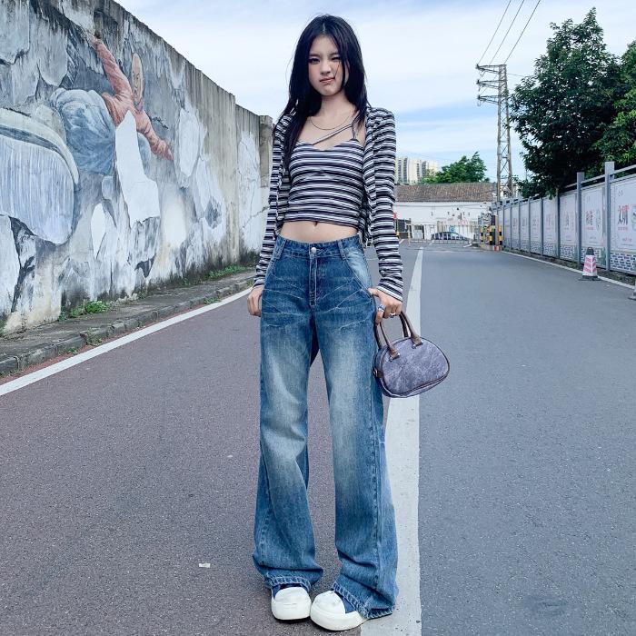 Early Autumn Retro Mid-Rise Flare Jeans with Extended Length for Women