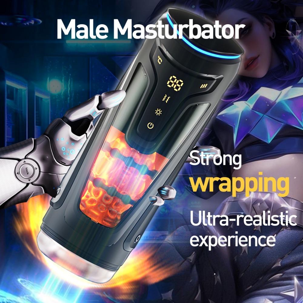 Automatic Thrusting Male Sex Toy with 9 Vibration & 8 Thrust Modes, 2 Heat Levels for Solo Pleasure – Powerful Electric Masturbator for Men