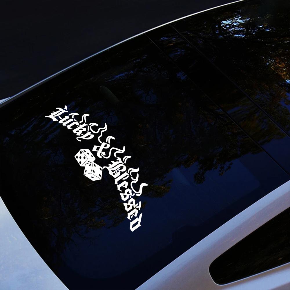 Samolepka na auto Šťastná & Požehnaná Vodotěsná Vinylová Samolepka DIY Karoserie Dveře Okno Čelní sklo Banner Auto Vnější Dekorace Příslušenství