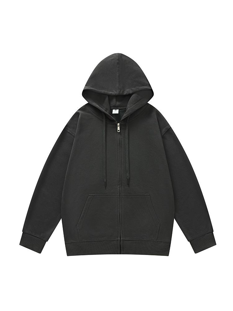 Fall Hooded Knit Cardigan Loose Zip Pocket Sweatshirt Unisex Casual Outerwear