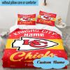 3PCS Custom Name Kansas Chiefs Fan Gear Bedding Set, Including 1pc Duvet Cover And 2pcs Pillowcases, Suitable for Dorms and Bedrooms Gift