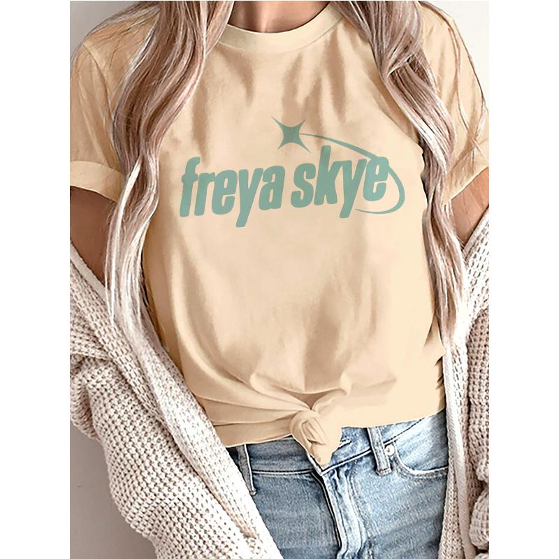 Womens Fashion Freya Skye Print Short Sleeve T Shirt 90s Graphic Vintage Tshirt Women Gothic Y2k Tshirt Streetwear Clothes