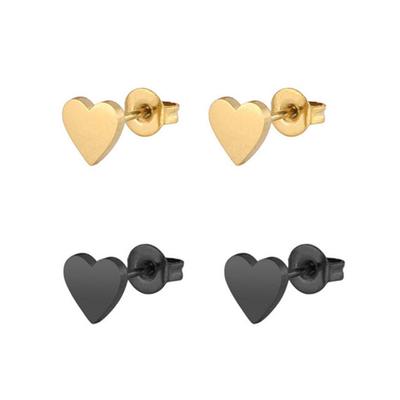 Ear Studs Stainless Steel Retro Minimalist Sweet Cute Small Love Heart Women Earrings