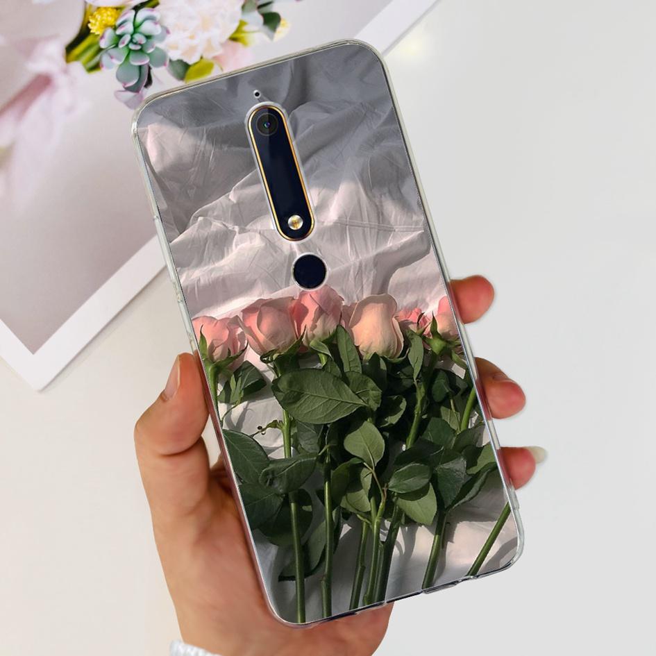 For Nokia 6 2018 Case Fashion Flower Soft Silicone Bumper For Nokia 6.1 Cover TA-1043 TA-1045 TA-1054 TA-1050 TA-1068 Phone Case