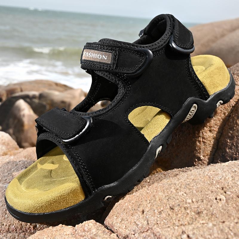 

Мода 2025 Новые Дорожные Мужские Кроссовки для Ходьбы Классические Мужские Кожаные Летние Сандалии Нескользящие Римские Сандалии Шлепанцы Уличные Пляжные Кроссовки 41 чёрный