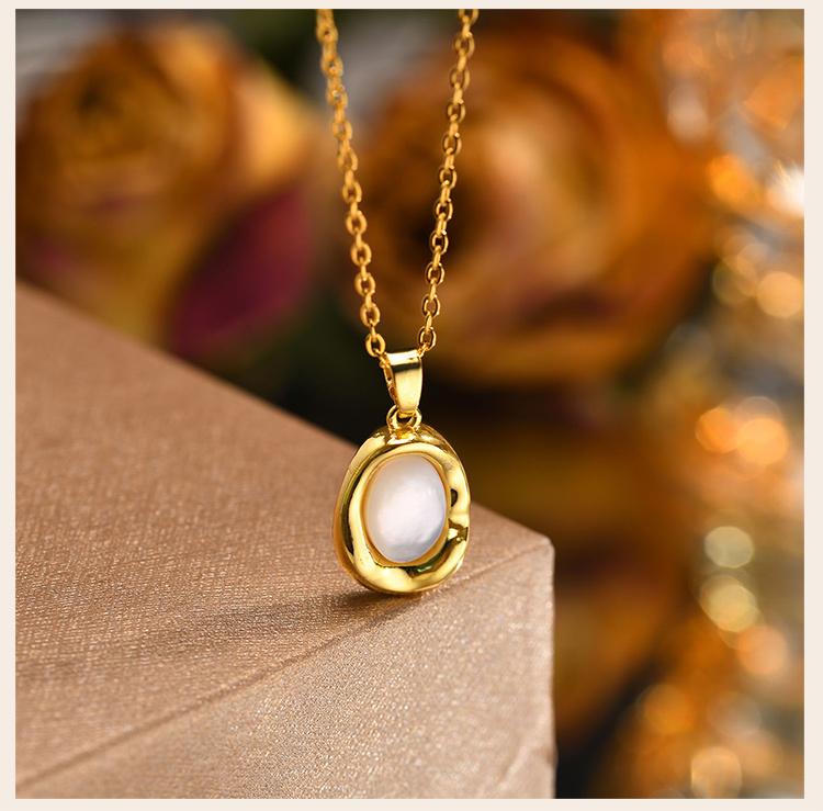 Ovaler Perlenhalskette für Damen, Verstellbare Kette Geometrischer Schmuck Blei Frei Hypoallergen