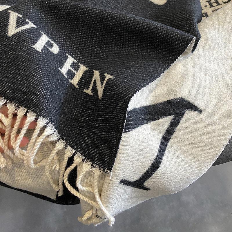 Imitation cashmere scarf women's autumn and winter versatile thickened warm fringed shawl summer fashion scarf