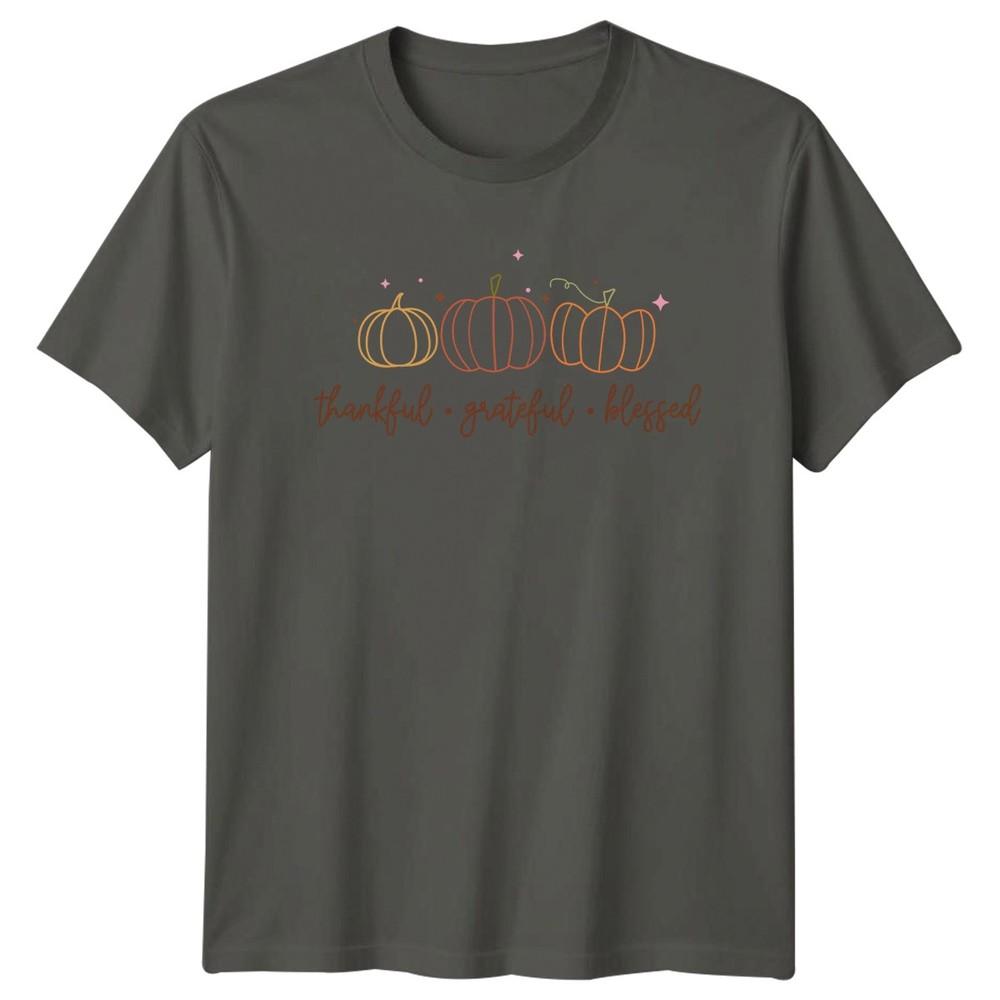 Thankful Grateful Blessed Unisexs TShirt Boho Pumpkin Thanksgiving Gift For Her S
