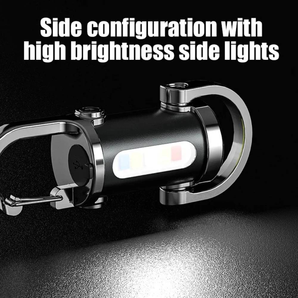 1-5PCS Powerful COB LED Flashlight Keychain USB Rechargeable Hanging Pocket Flashlight Waterproof Keyring For Camping Walking