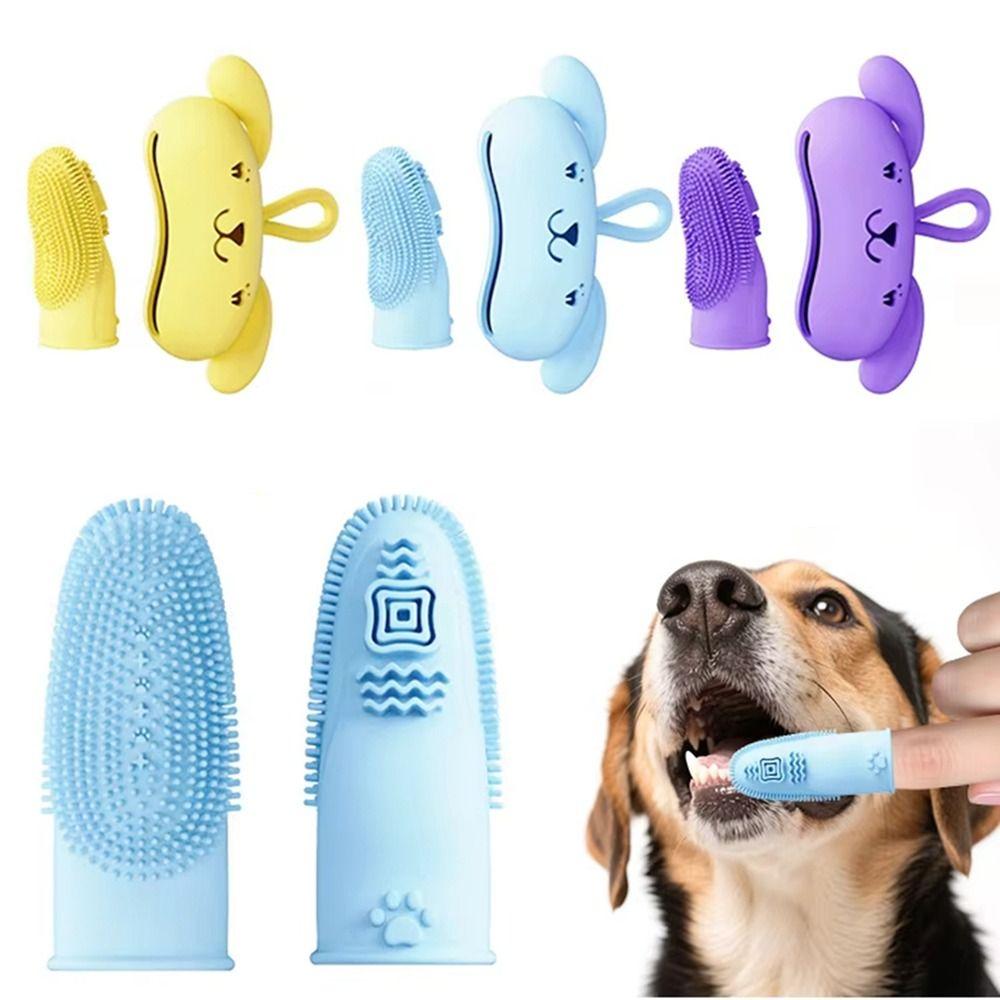 Double-sided Dog Finger Toothbrush Soft Silicone Pet Teeth Cleaning Tool Cat Toothbrush  Cats
