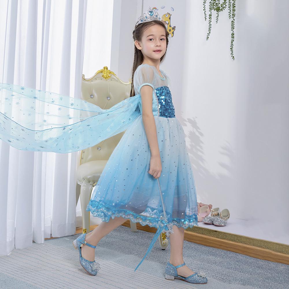 2026 Girls' Frozen 2 Elsa Princess Dress Performance Costume