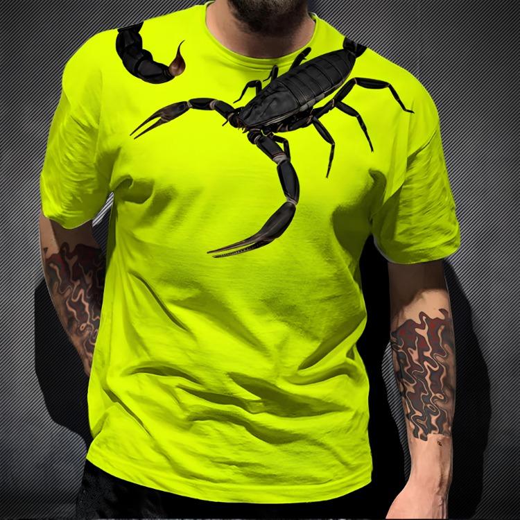 Trendy Hip-Hop Streetwear Cool 3D Print Scorpion Animal T Shirt Short-Sleeved Tee New Fashion Design