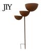 Anti-rust Garden Stake 3 Tiered Cascading Rain Catcher Bird Bath, Metal Water Three-level Waterfall Feeder Bowl Feeder, Outdoor Pollinator Watering