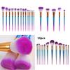 Mermaid Spiral Pattern 12 Piece Makeup Brush Set With Diamond Handles For Beauty Enthusiasts
