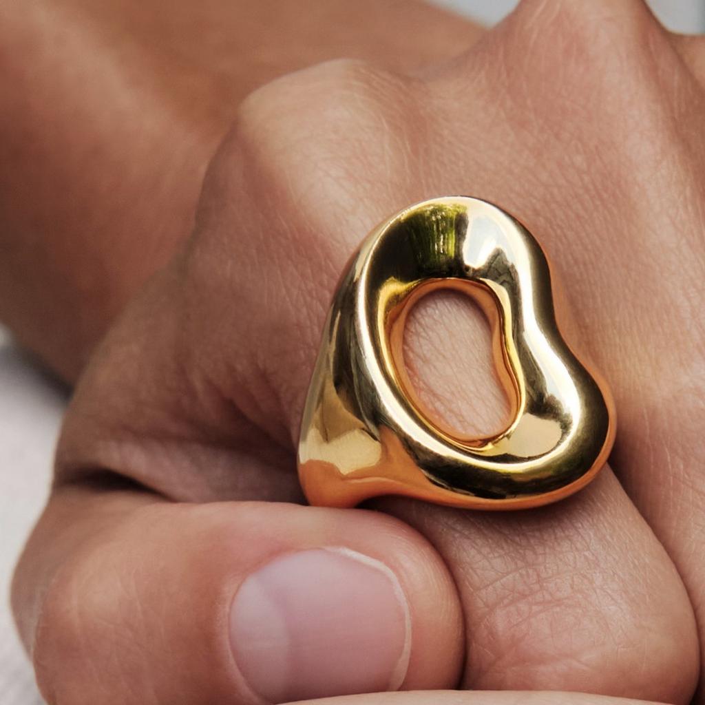 Niche Irregular Smooth Surface Metal Large Ring Fashionable Plain Ring Ring Personalized Unique Trend Ring