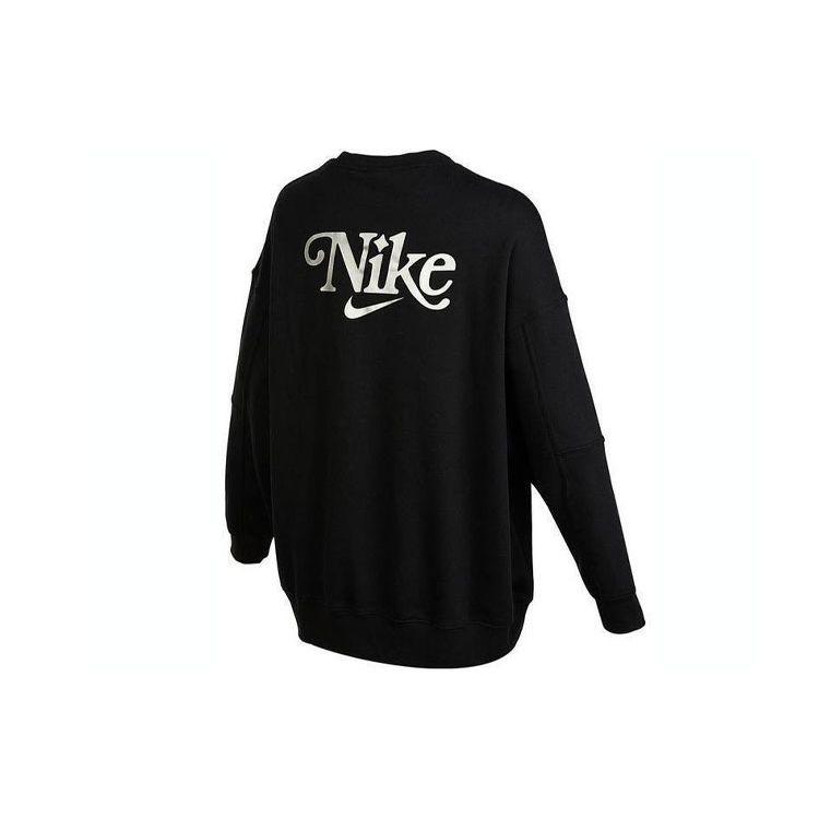 Nike Fleece-Lined Crewneck Sweatshirt With Back Logo Women Tops Black FB1918-010