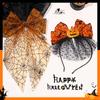 Orange Pumpkin Ghost Headband Mesh Material Spider Web Bow Spring Clip Halloween Dress Up Photo Props