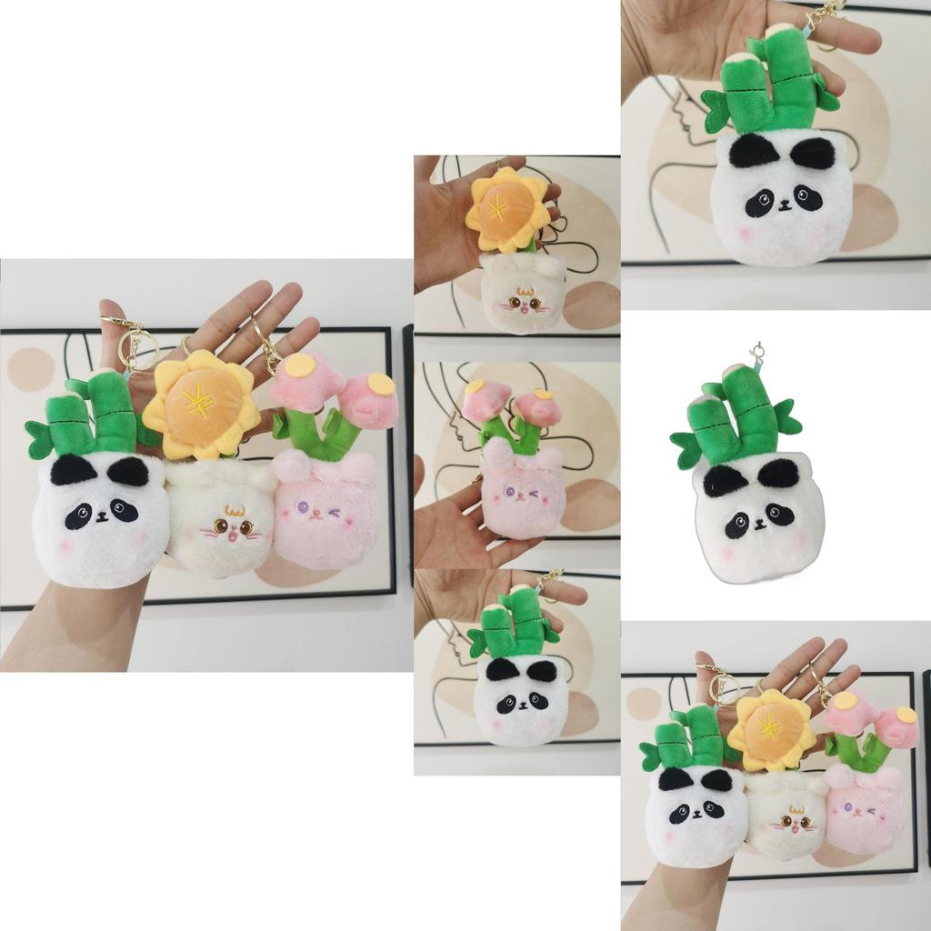 Adorable Panda Plush Keychain Cute Animal Doll Short Plush Hanging Accessory