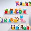 Holz Kinder Cartoon Tiere 26 Buchstaben Großbuchstaben Wörter Kognition Frühe Bildung Puzzle Spielzeug
