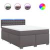 Cadre de lit avec matelas - 140x190 cm - Similicuir gris - Lumières LED personnalisables - 2 places