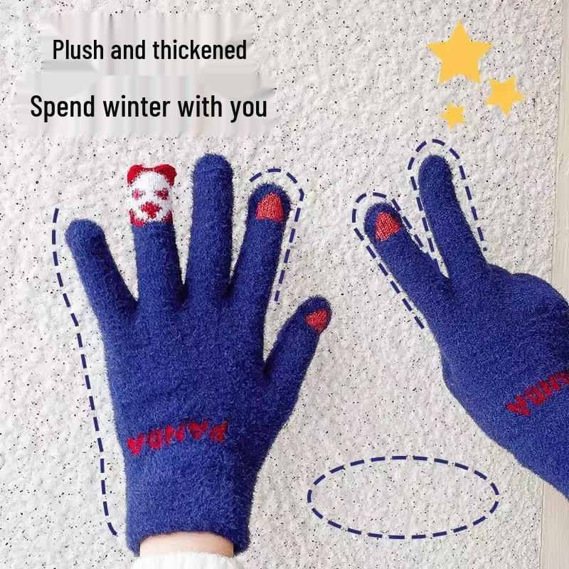 Korean Style Winter Touchscreen Knitted Gloves - Cute, Warm, Cold-Proof for Female Students & Cycling