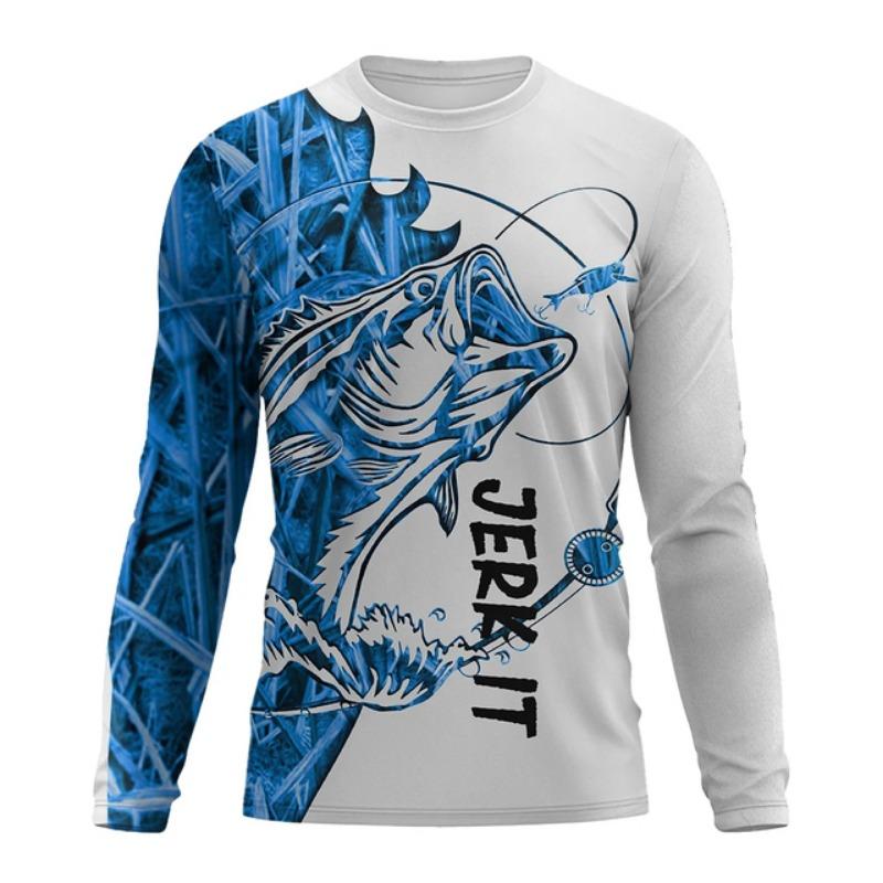2024 Herren Angelshirt UV-Schutz Rundhals-Top, UPF50+ Herren Langarm Angelshirt/Sommer Outdoor-Sport Herrenbekleidung