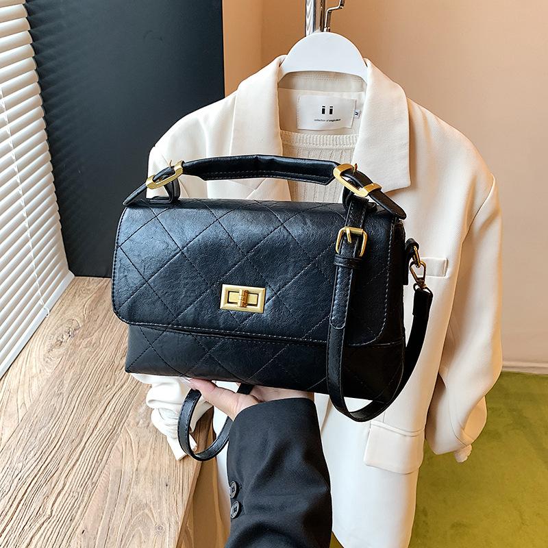 Contrasting Color Retro Suede Small Bag Women's New Versatile Messenger Bag Fashion Handbag Small Square Bag