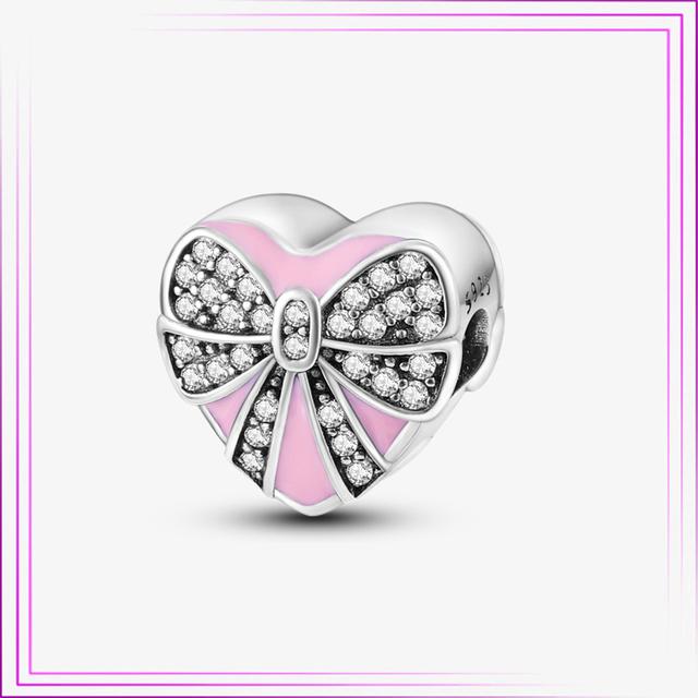 925 Sterling Sølv Hjerte Blomst Luftballong Flamingo Rosa Sjarm Plata De Ley Bil Katt Perle DIY For Originalt Armbånd Smykker