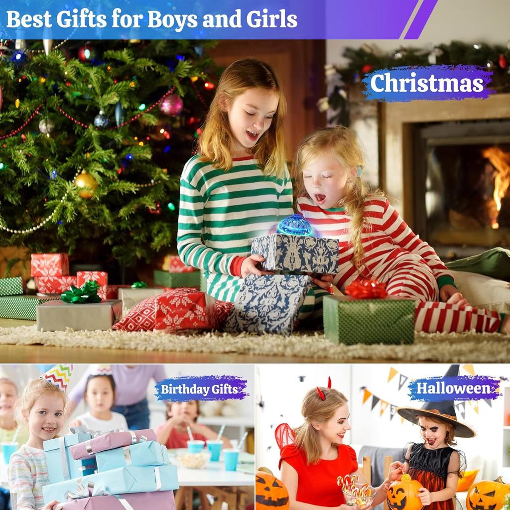 Flying Ball Toy for Kids, Hand Controlled Boomerang Orb Throw-Proof Durable Mini Fly Spinner Led Lights Magic Ball Shining Cool Toys Birthday Gifts