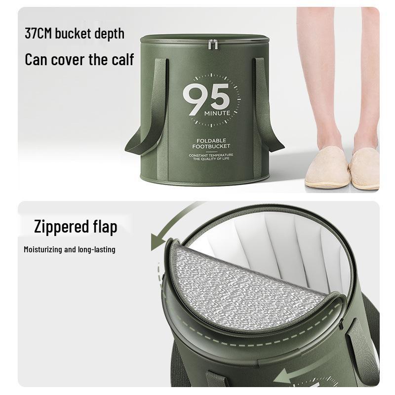 Portable Foldable Foot Bath Bag with Heat Preservation and Constant Temperature, Deep Over-the-Calf Design.