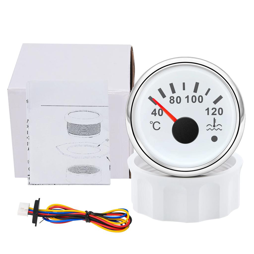 52MM Car temperature indicator 40~120 Celsius Red Backlight With Alarm+10mm Coolant Temperature Sensors for Car Truck Marine