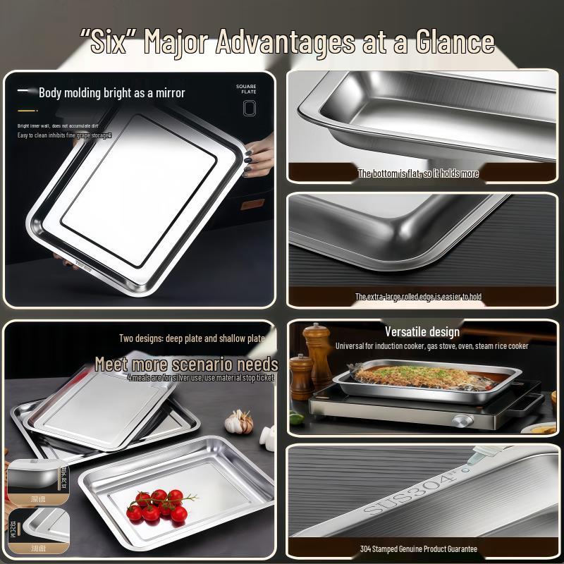 304 Stainless Steel Deep Square Serving Tray