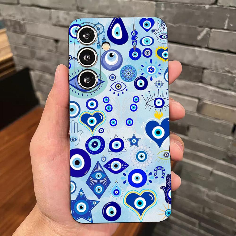 Vintage Evil Eyes Blue Phone Case For Samsung S25 Edge S24 S23 S22 S21 S20 Ultra Plus Fe Galaxy A54 A53 A34 A25 A16 Silicon Cove