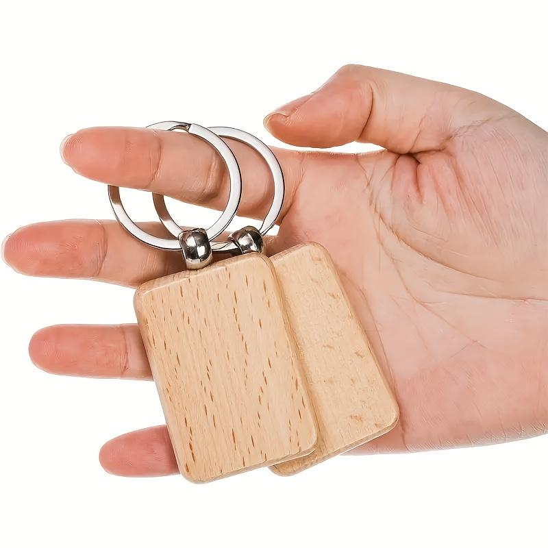 5/10 Stück Unfertige Holz Schlüsselanhänger Rohlinge, DIY Laser Gravur Rechteckige Anhänger für Bastelarbeiten, Geschenke & Heimdekoration