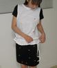 Ronron Ribbon Pattern Denim Short Skirt Deep Black