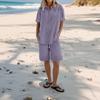 Women’s Two Piece Set Button Down Short Sleeve Top and Drawstring Shorts Relaxed Fit Lightweight Outfit for Daily Wear