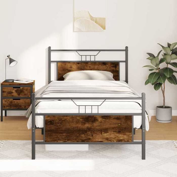 VidaXL Cadre de lit sans matelas chêne fumé 100x200 cm bois ingénierie 4106756