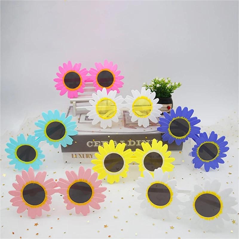 3PCS Party Decorative Eyeglasses Plastic Gathering Picnic Photography Props Sunflower Sunglasses Little Daisy Shape Sun Glasses