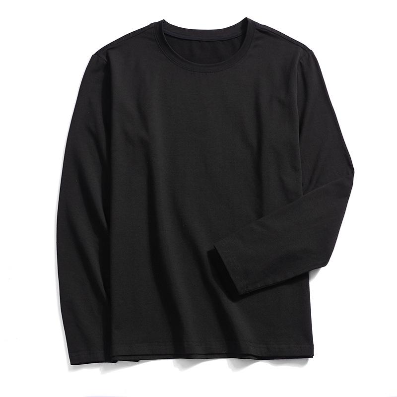 Men's Plus Size Autumn Round Neck Long Sleeve Solid Color Loose Fit T-Shirt