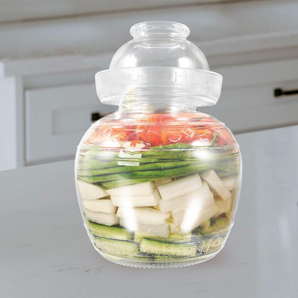 1Pcs Fermentation Jar Household Kitchen Pickle Jar Glass Transparent Storage Container Sealed Food Can Practical Storage Tank