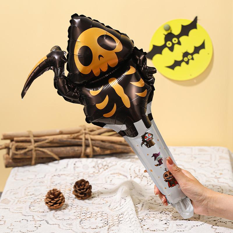 Halloween New Special-Shaped Medium Stick Baton Pumpkin Ghost Spider Holding Aluminum Film Funny Party Balloon