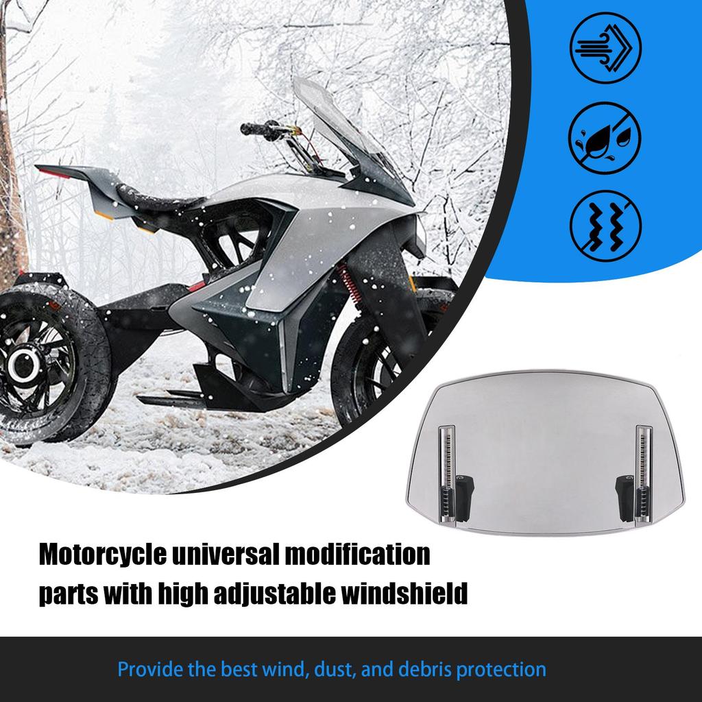 Universal Motorcycle Windshield Extension Adjustable Spoiler Clamp-On Windscreen Deflector Front Accessories Modification