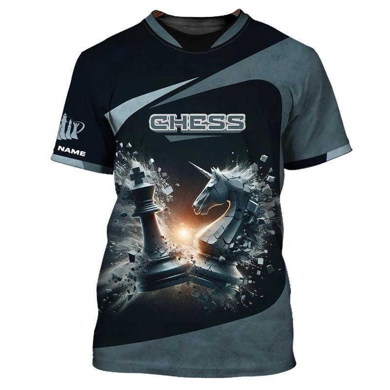 Cool Chess Pattern T Shirt For Men Customized 3D Printed T-Shirts Summer Fashion Round Neck Street Oversized Short Sleeve Tees