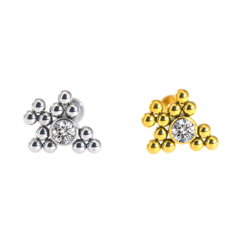 Stainless Steel Diamond-Inlaid Lip Stud Piercing Earring, 1.2*6/8mm.