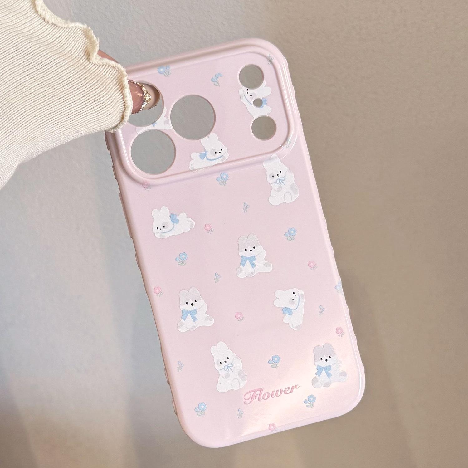 

Cute Grey Rabbit is suitable for Apple 16 15 14 13 12 phone case, suitable for iPhone 17 Promax Korean phone protective case білий