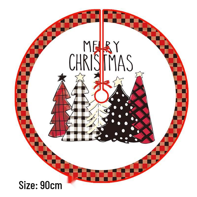 Creative Cartoon Print Christmas Tree Skirt - Festive Home & Party Decoration