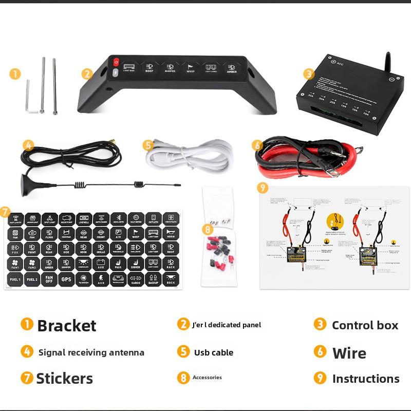 

All-in-One Grab Handle with 6 Switch Wireless Panel for Jeep Wrangler JL 2018-2025 Gladiator 2020-2025 Interior Mod чёрный