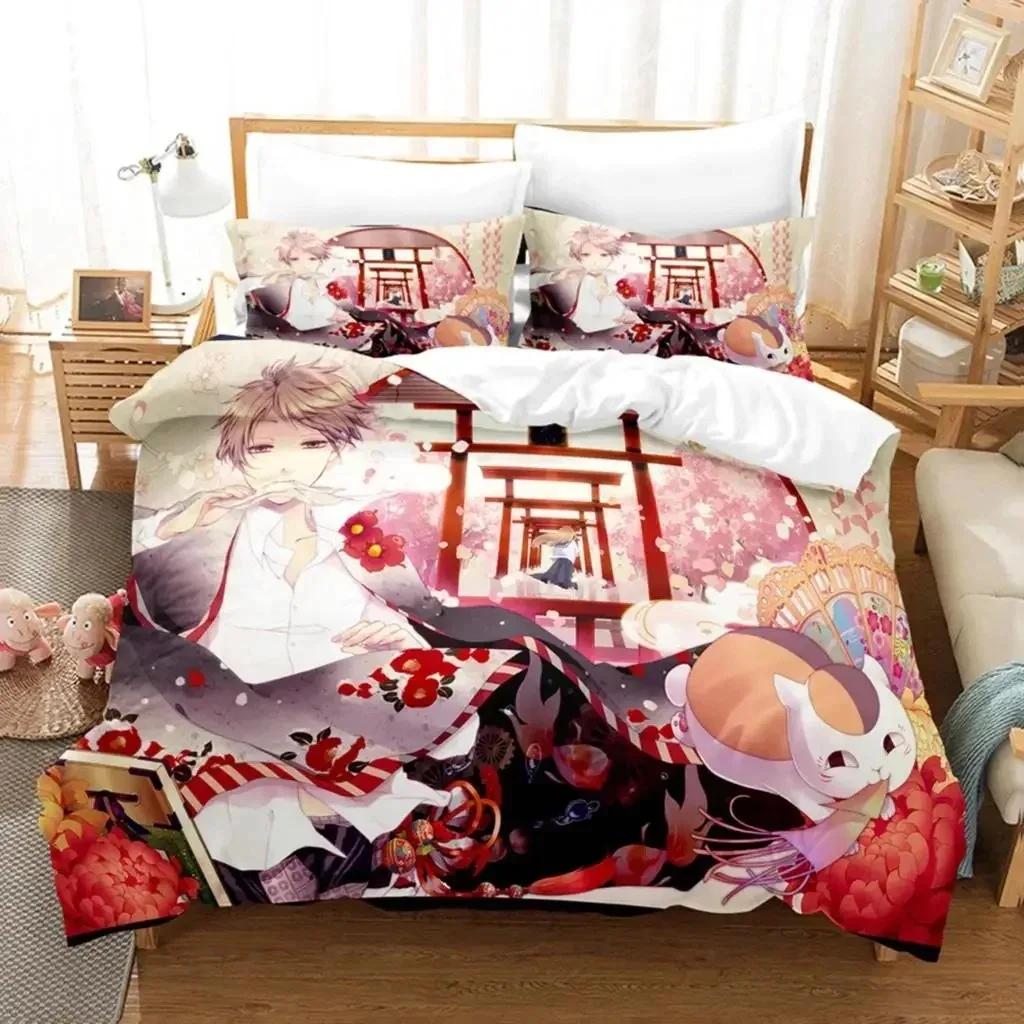 Comforter Anime Natsume Book Of Friends Nyanko Bedding Set Boys Girls Twin Queen Size Bed Boys Adult
